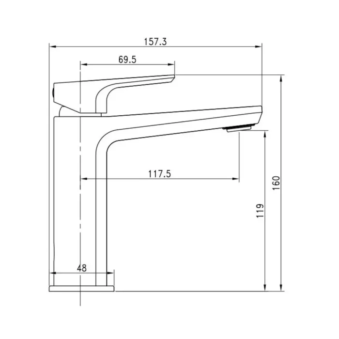 Baterija za umivaonik Framo E500101TCBSHSNOP tehnicki crtez dimenzije