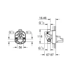 GROHE Ugradno telo za kadu i tuš kabinu 33963000 tehnicki crtez dimenzije