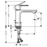 Hansgrohe Rebris S baterija za lavabo 110 72517000 tehnicki crtez dimenzije