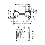 Hansgrohe ugradni set za zidnu bateriju 13622180 tehnicki crtez dimenzije